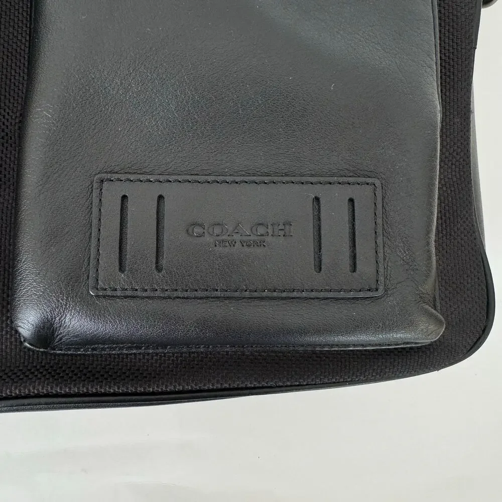Coach Rider Briefcase Leather Nylon Business Travel Laptop Bag Black 6705